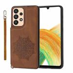 For Samsung Galaxy A53 5G Mandala Embossed PU + TPU Phone Case with Holder(Brown)