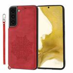 For Samsung Galaxy S22 Mandala Embossed PU + TPU Phone Case with Holder(Red)