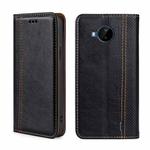 For Nokia C20 Plus Grid Texture Magnetic Flip Leather Phone Case(Black)