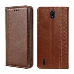 For Nokia C01 Plus/C1 2nd Editon Grid Texture Magnetic Flip Leather Phone Case(Brown)