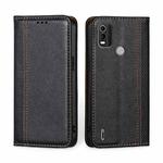 For Nokia C21 Plus Grid Texture Magnetic Flip Leather Phone Case(Black)