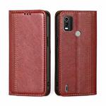 For Nokia C21 Plus Grid Texture Magnetic Flip Leather Phone Case(Red)