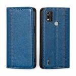 For Nokia C21 Plus Grid Texture Magnetic Flip Leather Phone Case(Blue)