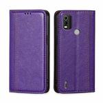 For Nokia C21 Plus Grid Texture Magnetic Flip Leather Phone Case(Purple)