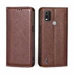 For Nokia C21 Plus Grid Texture Magnetic Flip Leather Phone Case(Brown)