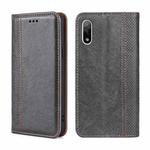 For Sony Xperia Ace II Grid Texture Magnetic Flip Leather Phone Case(Grey)