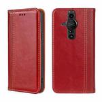 For Sony Xperia Pro-I Grid Texture Magnetic Flip Leather Phone Case(Red)