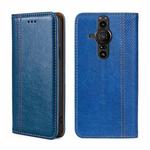 For Sony Xperia Pro-I Grid Texture Magnetic Flip Leather Phone Case(Blue)