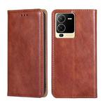 For vivo S15 5G Gloss Oil Solid Color Magnetic Leather Phone Case(Brown)