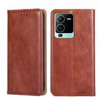 For vivo S15 Pro 5G Gloss Oil Solid Color Magnetic Leather Phone Case(Brown)