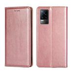 For vivo V21e 4G / Y73 2021 Gloss Oil Solid Color Magnetic Leather Phone Case(Rose Gold)