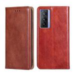 For vivo X70 Gloss Oil Solid Color Magnetic Leather Phone Case(Brown)