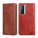 For vivo X70 Pro Gloss Oil Solid Color Magnetic Leather Phone Case(Brown)