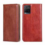 For vivo Y21 / Y21s / Y33s Gloss Oil Solid Color Magnetic Leather Phone Case(Brown)