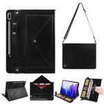For Samsung Galaxy Tab S7 FE T730/T735 Envelope Solid Color Leather Tablet Case(Black)