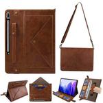 For Samsung Galaxy Tab S7 FE T730/T735 Envelope Solid Color Leather Tablet Case(Brown)
