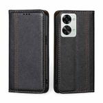 For OnePlus Nord 2T Grid Texture Magnetic Flip Leather Phone Case(Black)