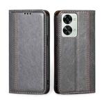For OnePlus Nord 2T Grid Texture Magnetic Flip Leather Phone Case(Grey)