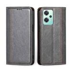 For OnePlus Nord CE 2 Lite 5G Grid Texture Magnetic Flip Leather Phone Case(Grey)