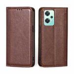 For OnePlus Nord CE 2 Lite 5G Grid Texture Magnetic Flip Leather Phone Case(Brown)