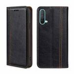 For OnePlus Nord CE 5G Grid Texture Magnetic Flip Leather Phone Case(Black)