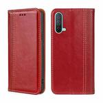 For OnePlus Nord CE 5G Grid Texture Magnetic Flip Leather Phone Case(Red)