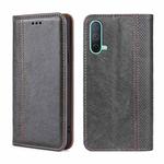 For OnePlus Nord CE 5G Grid Texture Magnetic Flip Leather Phone Case(Grey)