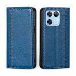 For OnePlus Ace Racing Grid Texture Magnetic Flip Leather Phone Case(Blue)