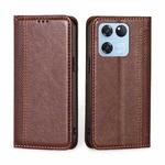 For OnePlus Ace Racing Grid Texture Magnetic Flip Leather Phone Case(Brown)