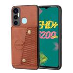 For Infinix Hot 11 Double Buckle PU + TPU Shockproof Magnetic Phone Case(Brown)