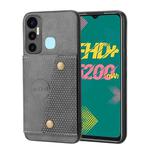 For Infinix Hot 11 Double Buckle PU + TPU Shockproof Magnetic Phone Case(Grey)