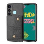 For Infinix Hot 11 Double Buckle PU + TPU Shockproof Magnetic Phone Case(Black)