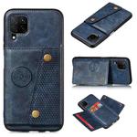 For Samsung Galaxy M32 4G Double Buckle PU + TPU Shockproof Magnetic Phone Case(Blue)
