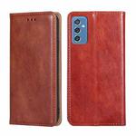 For Samsung Galaxy M52 5G Gloss Oil Solid Color Magnetic Leather Phone Case(Brown)