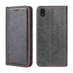 For ZTE Blade L210 Grid Texture Magnetic Flip Leather Phone Case(Grey)