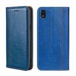 For ZTE Blade L210 Grid Texture Magnetic Flip Leather Phone Case(Blue)