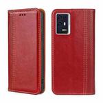 For ZTE Axon 30 Pro 5G Grid Texture Magnetic Flip Leather Phone Case(Red)