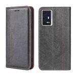 For ZTE Axon 30 Pro 5G Grid Texture Magnetic Flip Leather Phone Case(Grey)