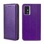 For ZTE Axon 30 Pro 5G Grid Texture Magnetic Flip Leather Phone Case(Purple)