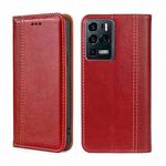 For ZTE Axon 30 Ultra 5G Grid Texture Magnetic Flip Leather Phone Case(Red)
