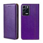 For ZTE Axon 30 Ultra 5G Grid Texture Magnetic Flip Leather Phone Case(Purple)