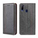 For ZTE Libero 5G Grid Texture Magnetic Flip Leather Phone Case(Grey)