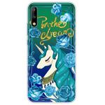 For Huawei Enjoy 10 Lucency Painted TPU Protective Case(Blue Flower Unicorn)