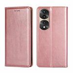 For Honor 70 Pro / 70 Pro Plus Gloss Oil Solid Color Magnetic Leather Phone Case(Rose Gold)