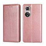 For Honor 50 Pro Gloss Oil Solid Color Magnetic Leather Phone Case(Rose Gold)
