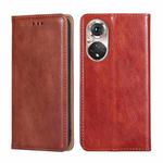 For Honor 50 Pro Gloss Oil Solid Color Magnetic Leather Phone Case(Brown)