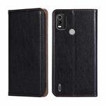 For Nokia C21 Plus Gloss Oil Solid Color Magnetic Leather Phone Case(Black)