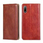 For Sony Xperia Ace II Gloss Oil Solid Color Magnetic Leather Phone Case(Brown)