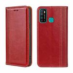 For Infinix Hot 9/Note 7 lite Grid Texture Magnetic Flip Leather Phone Case(Red)