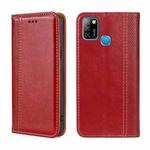 For Infinix Hot 10 Lite/Smart 5 Grid Texture Magnetic Flip Leather Phone Case(Red)